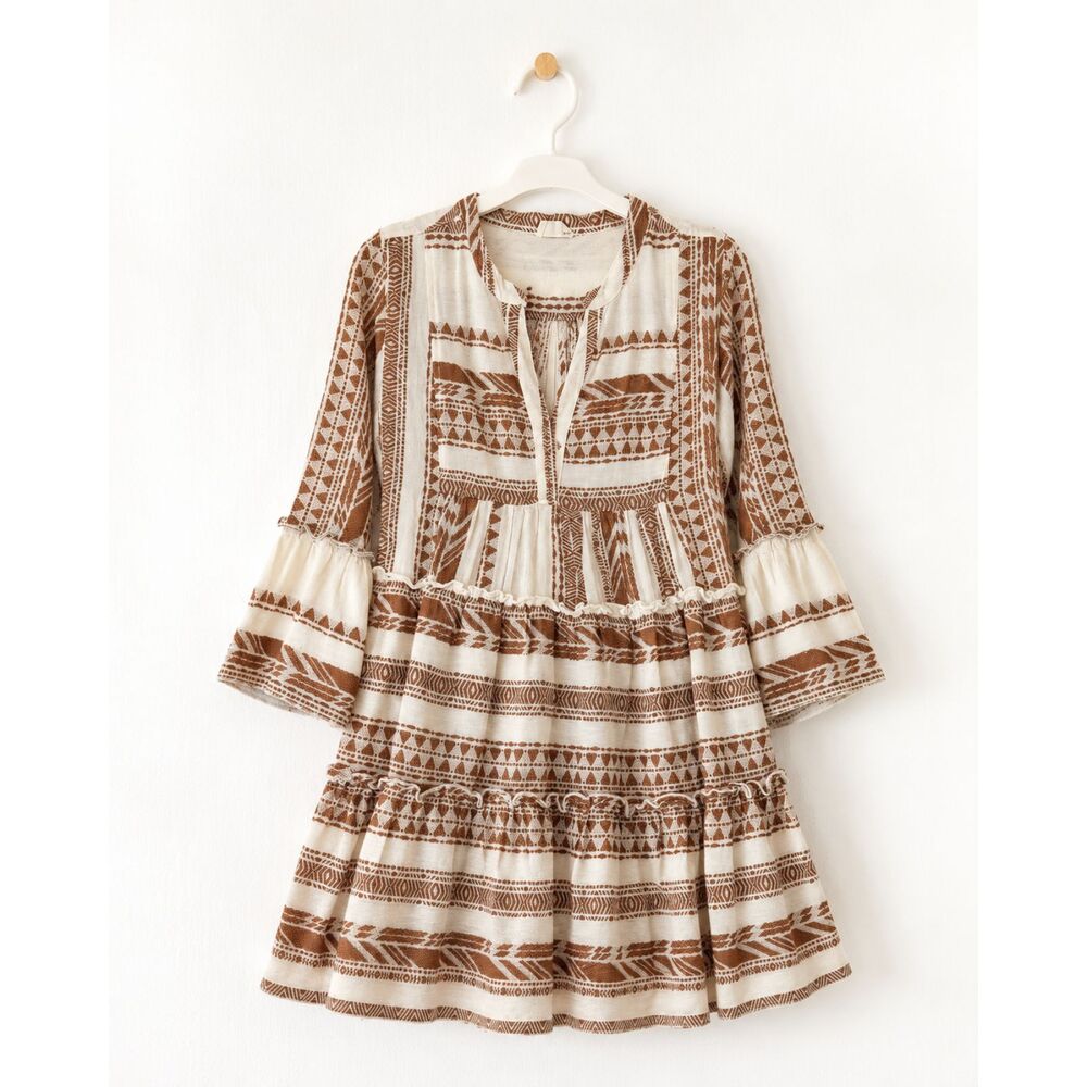 ELAN Charlie Tiered Boho Mini Dress Size S NWOT